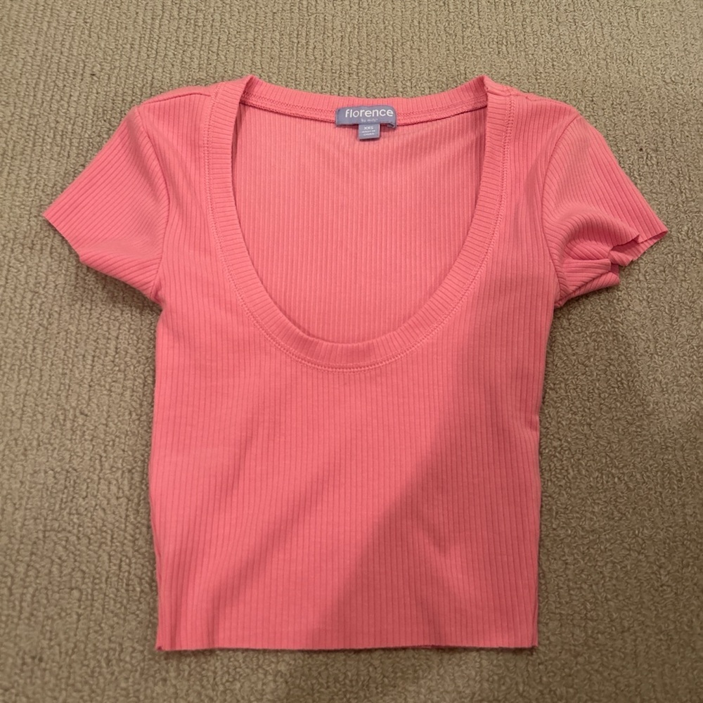 Florence Coral Ribbed Crop Top